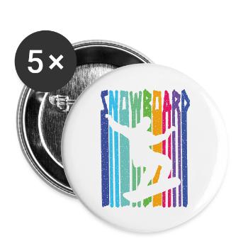 Snowboard Snowboarder - Buttons groß 56 mm (5er Pack) - Weiß - Vorne