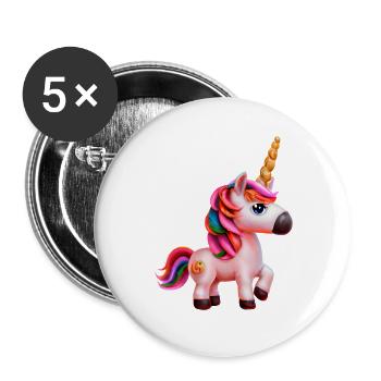 Licorne - Lot de 5 grands badges (56 mm) - blanc - Devant