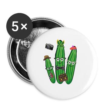 Cucumber Trio,Cucumber,Cucumber,Retro, Vintage,Glasses - Buttons large 2.2''/56 mm (5-pack) - white - Front