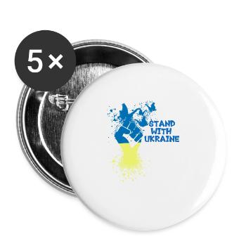 Stand with Ukraine, Ukraine, Graffiti - Buttons groß 56 mm (5er Pack) - Weiß - Vorne