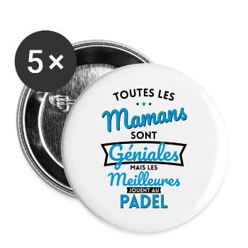 Mamans géniales les meilleures jouent au Padel - Lot de 5 grands badges (56 mm) - blanc - Devant