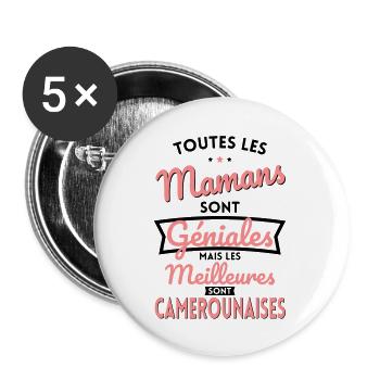 Mamans géniales les meilleures sont Camerounaises - Lot de 5 grands badges (56 mm) - blanc - Devant