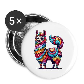 ALPACA PINATA CONFETTI VARIEGATED RAINBOW PATTERN - Buttons large 2.2''/56 mm (5-pack) - white - Front