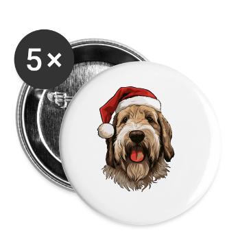 Otterhound Hund Weihnachten Kopf - Buttons groß 56 mm (5er Pack) - Weiß - Vorne