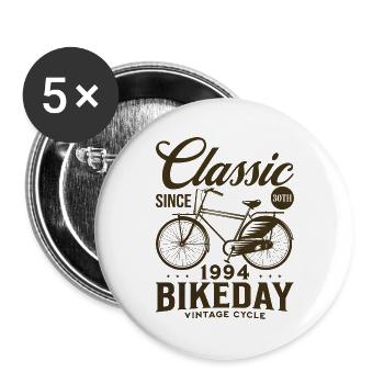 Fahrrad Jahr 1994 Radfahrer 30 Jahre Jubiläum - Buttons groß 56 mm (5er Pack) - Weiß - Vorne
