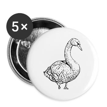 Cygne Canard noir Oiseau Oie - Lot de 5 grands badges (56 mm) - blanc - Devant
