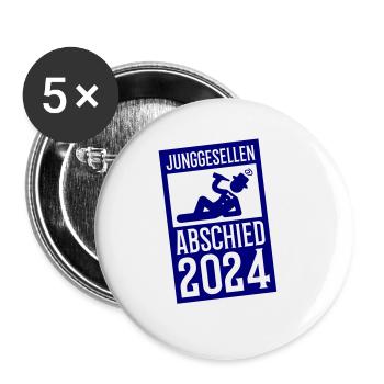 Junggesellenabschied 2024 - Buttons groß 56 mm (5er Pack) - Weiß - Vorne