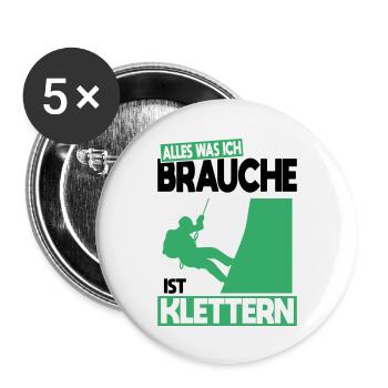 Tout ce dont j’ai besoin, c’est de l’escalade - Idée cadeau - Lot de 5 grands badges (56 mm) - blanc - Devant