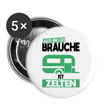 All I need is camping - gift idea - Buttons large 2.2''/56 mm (5-pack) - white - Front