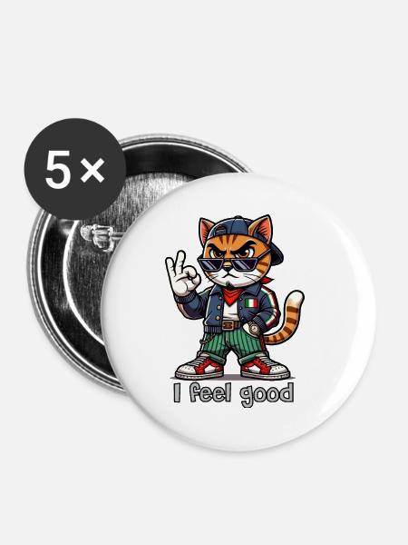 Ich fühle mich gut! - Buttons groß 56 mm (5er Pack) - Weiß