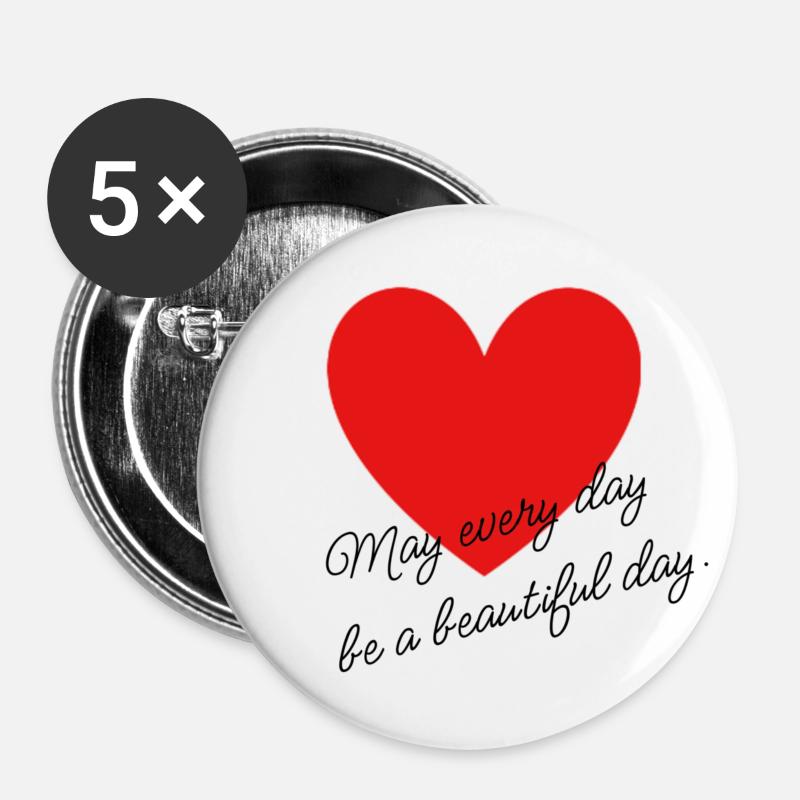 Heart shape - Buttons large 2.2''/56 mm (5-pack) - white