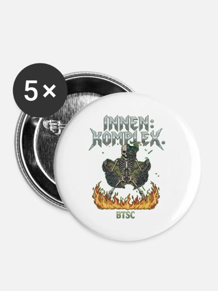 BTSC | Awareness - Fire-Skeletton-Inferno - Buttons groß 56 mm (5er Pack) - Weiß