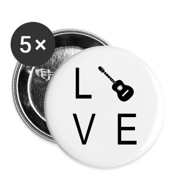Guitare pour les musiciens qui aiment cet instrument - Lot de 5 grands badges (56 mm) - blanc - Devant
