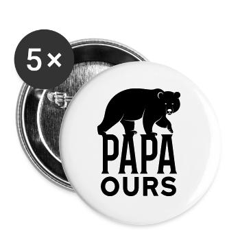 Papa ours - Lot de 5 grands badges (56 mm) - blanc - Devant