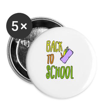 school back to school - Buttons groß 56 mm (5er Pack) - Weiß - Vorne