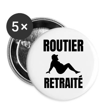 routier retraité - Lot de 5 grands badges (56 mm) - blanc - Devant