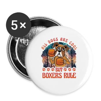 Tous les chiens sont cool mais les boxeurs règnent - Lot de 5 grands badges (56 mm) - blanc - Devant