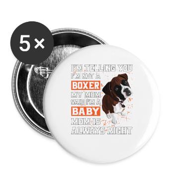 Boxer Baby Boxer Mom - Buttons large 2.2''/56 mm (5-pack) - white - Front