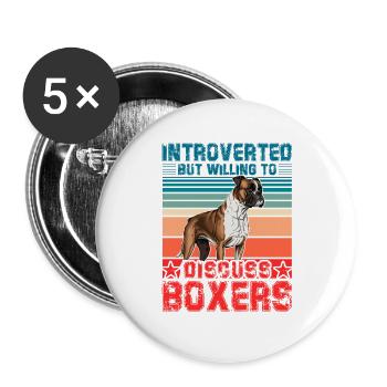 Introverted but willing to discuss Boxers - Buttons large 2.2''/56 mm (5-pack) - white - Front