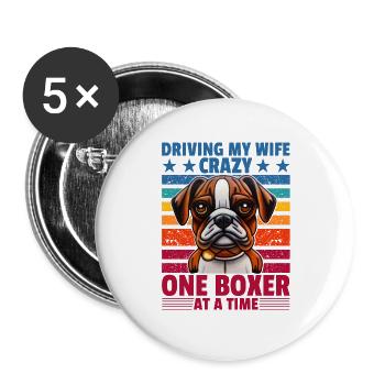 Rendre ma femme folle un boxeur à la fois - Lot de 5 grands badges (56 mm) - blanc - Devant