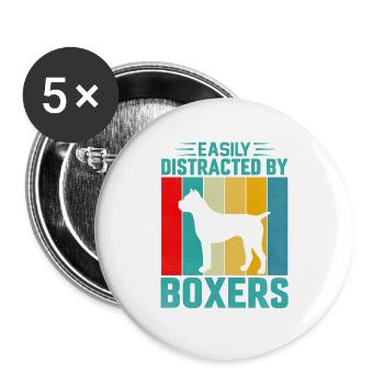 Facilement distrait par les boxeurs - Lot de 5 grands badges (56 mm) - blanc - Devant