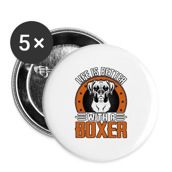La vie est meilleure avec un boxeur - Lot de 5 grands badges (56 mm) - blanc - Devant