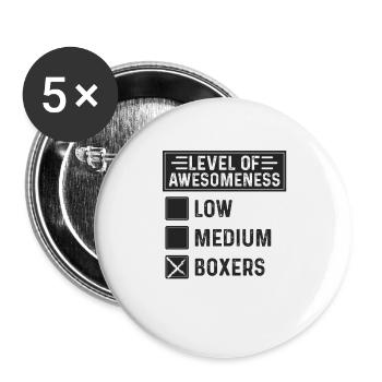 Niveau de génialité Boxer - Lot de 5 grands badges (56 mm) - blanc - Devant