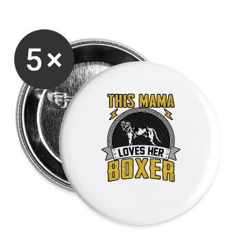 This mama loves her boxer - Buttons large 2.2''/56 mm (5-pack) - white - Front