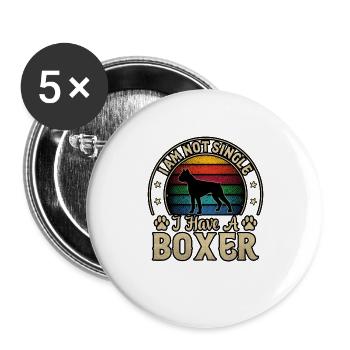 Je ne suis pas célibataire J’ai un boxeur - Lot de 5 grands badges (56 mm) - blanc - Devant