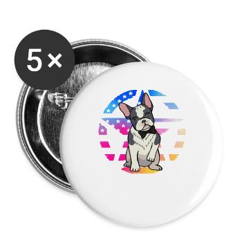 Bouledogue français - Lot de 5 grands badges (56 mm) - blanc - Devant