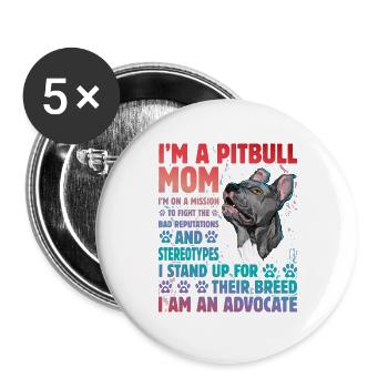 Pitbull drôle de dicton - Lot de 5 grands badges (56 mm) - blanc - Devant