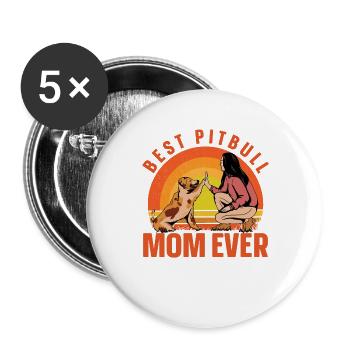 Meilleure maman Pitbull de tous les temps - Lot de 5 grands badges (56 mm) - blanc - Devant