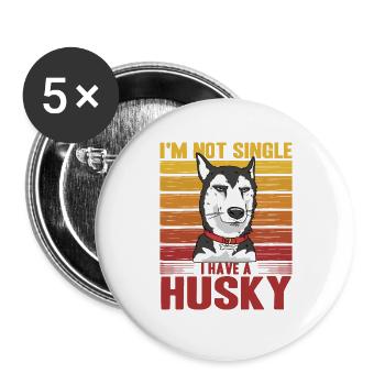 Je ne suis pas célibataire J’ai un Husky - Lot de 5 grands badges (56 mm) - blanc - Devant