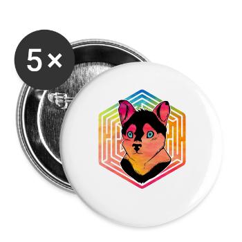 Husky - Buttons groß 56 mm (5er Pack) - Weiß - Vorne