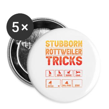 Stubborn Rottweiler Tricks - Buttons large 2.2''/56 mm (5-pack) - white - Front