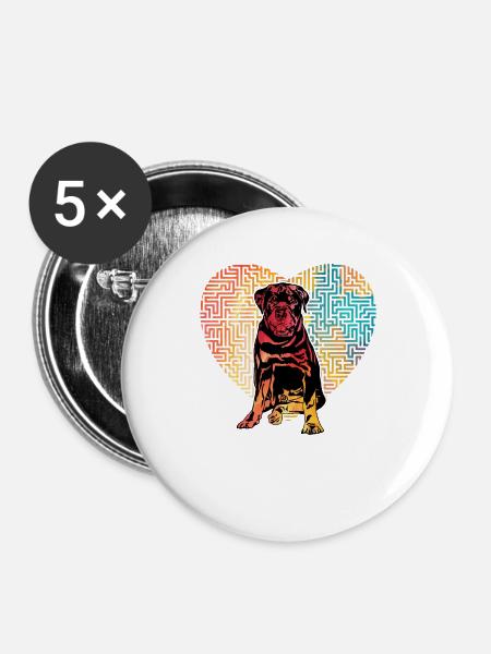 Rottweiler Retro - Buttons groß 56 mm (5er Pack) - Weiß