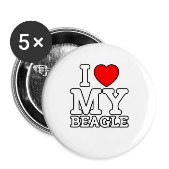 J’aime mon Beagle - Lot de 5 grands badges (56 mm) - blanc - Devant