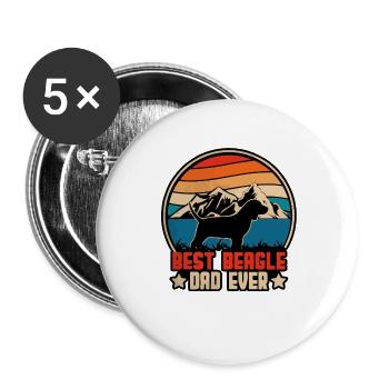 Best beagle dad ever - Buttons large 2.2''/56 mm (5-pack) - white - Front