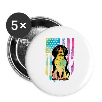 Beagle États-Unis - Lot de 5 grands badges (56 mm) - blanc - Devant