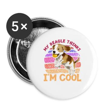 My Beagle thinks I'm cool - Buttons large 2.2''/56 mm (5-pack) - white - Front