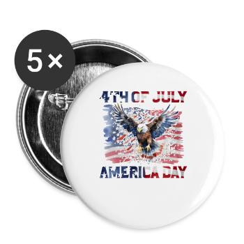 4 juillet Journée de l’Amérique - Lot de 5 grands badges (56 mm) - blanc - Devant