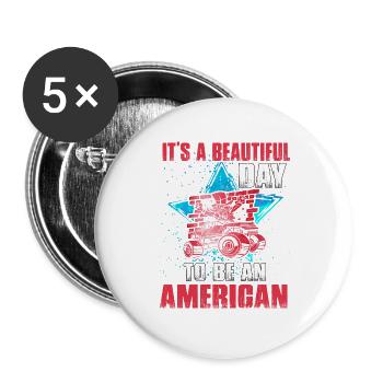 C’est une belle journée pour être un Américain le 4 juillet - Lot de 5 grands badges (56 mm) - blanc - Devant