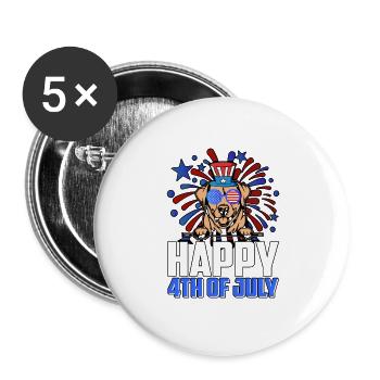 HAPPY 4TH OF JULY - Buttons large 2.2''/56 mm (5-pack) - white - Front