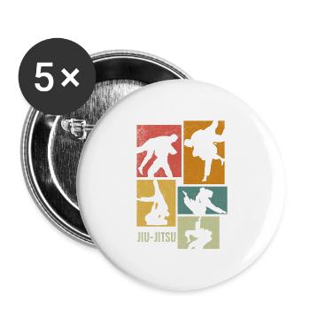 Brazilian Jiu-Jitsu Retro - Buttons large 2.2''/56 mm (5-pack) - white - Front