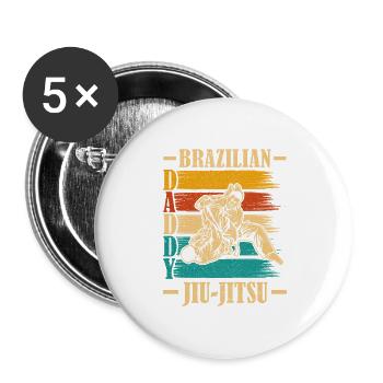 Papa Jiu-Jitsu Brésilien - Lot de 5 grands badges (56 mm) - blanc - Devant