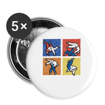 Jiu-Jitsu Brésilien - Lot de 5 grands badges (56 mm) - blanc - Devant