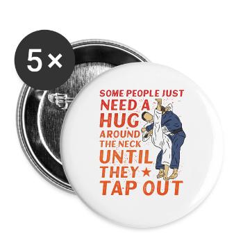 Jiu-Jitsu Brésilien BJJ - Lot de 5 grands badges (56 mm) - blanc - Devant