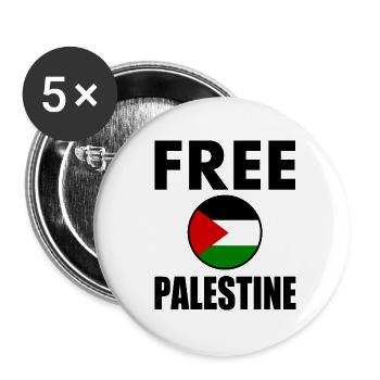 Free palestine - Lot de 5 grands badges (56 mm) - blanc - Devant