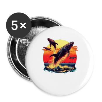 Blauwal - Buttons groß 56 mm (5er Pack) - Weiß - Vorne