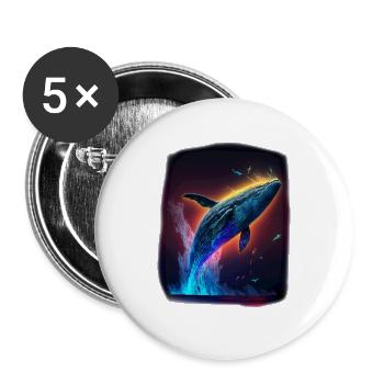 Baleine bleue - Lot de 5 grands badges (56 mm) - blanc - Devant